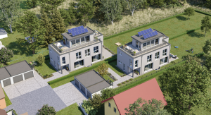 Blick auf beide Neubauten